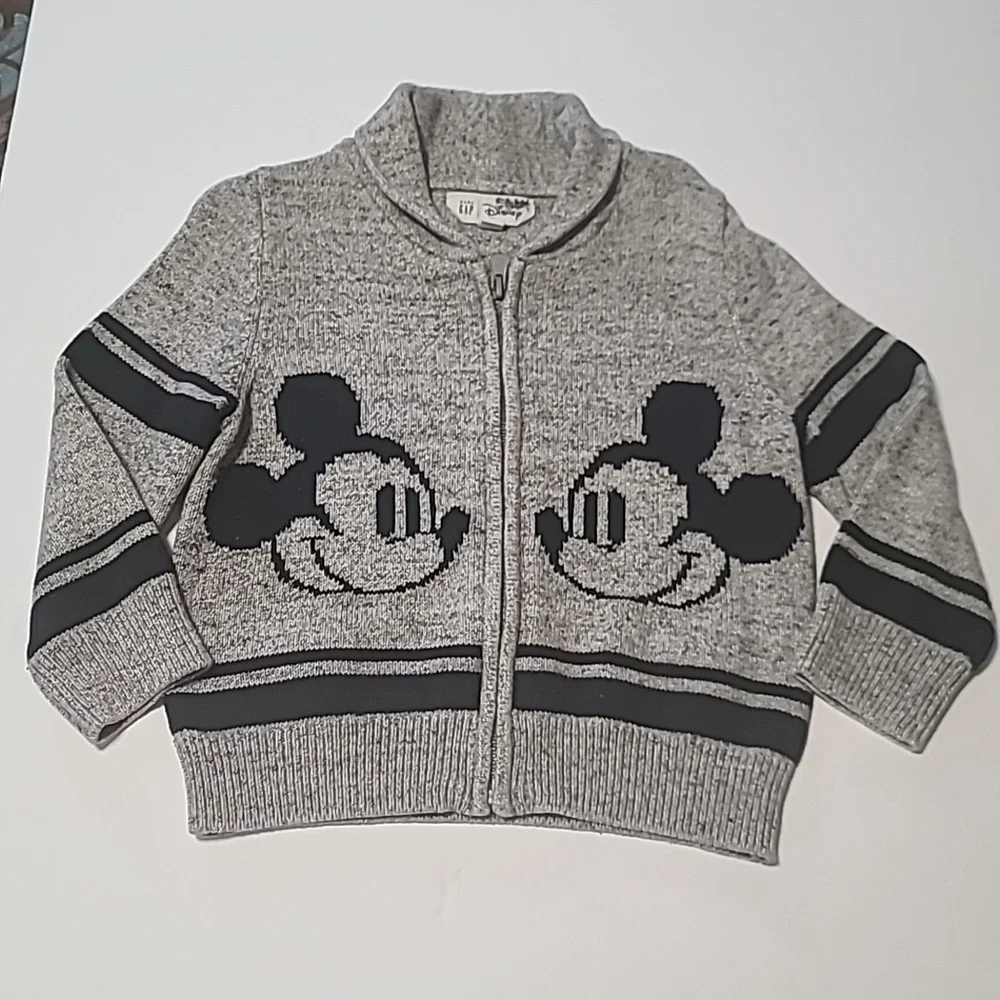 Baby Gap Disney Mickey Mouse Zip-Up Cardigan/Sweater Size 3 Year - Picture 2 of 11